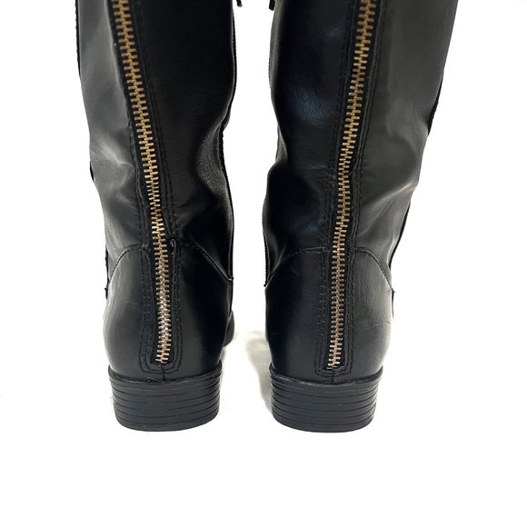 Women's Round Toe Tall Black Boots with Faux leather finish size 8 - Picture 7 of 12